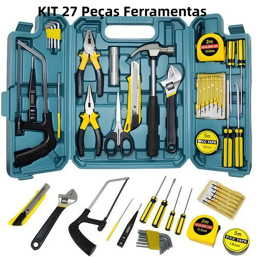 Kit Ferramentas 27 Peças Profissional com Maleta Multiuso | Forjano