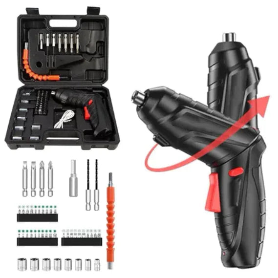 Parafusadeira Elétrica Sem Fio 4,8V Kit 48 Peças com Maleta e USB | Forjano