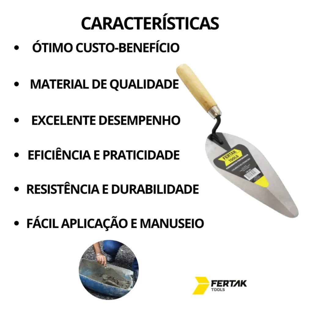 Kit Colher de Pedreiro 8", 9" e 10" Aço Carbono Reforçado Fertak | Forjano