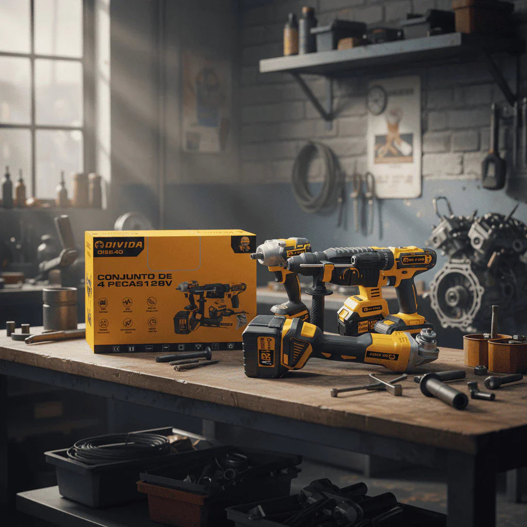 Kit Ferramentas Elétricas 4 Peças 128V Profissional Completo | Forjano