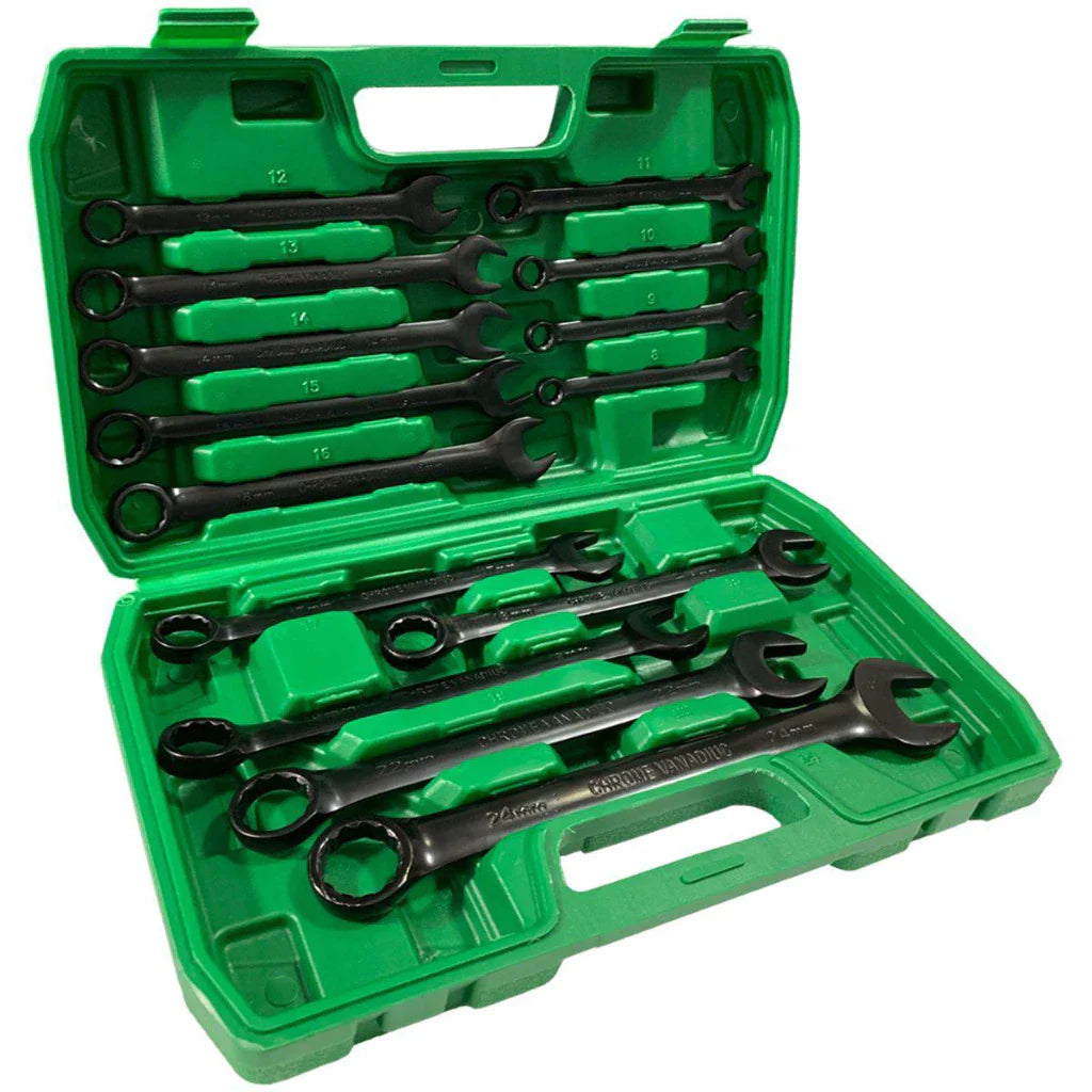 Kit Chaves Combinadas 8 a 24mm Profissional em Aço Cromo Vanádio com Maleta | Forjano