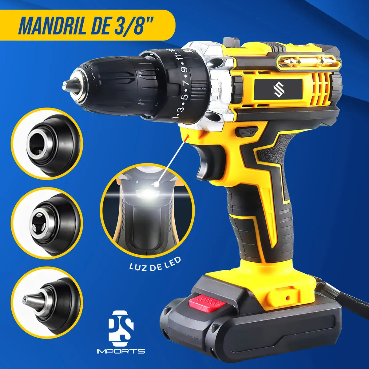Furadeira Parafusadeira 48V Impacto + 2 Baterias e Kit Completo com Eixo Flexível | Forjano