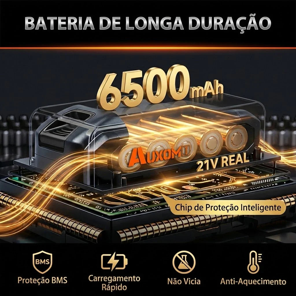 Furadeira Parafusadeira Impacto 21V 120Nm Profissional Kit 29 Peças + 2 Baterias | Forjano