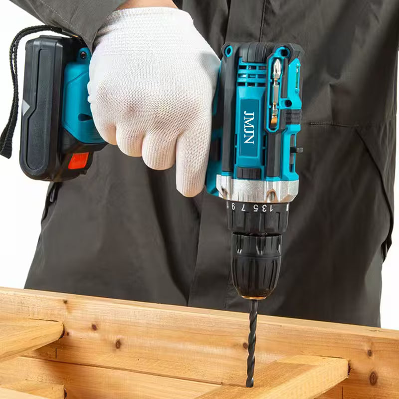 Furadeira Parafusadeira 21V Sem Fio com Kit 118 Peças + 2 Baterias | Forjano