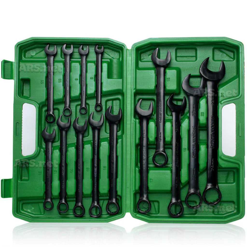 Kit Chaves Combinadas 8 a 24mm Profissional em Aço Cromo Vanádio com Maleta | Forjano
