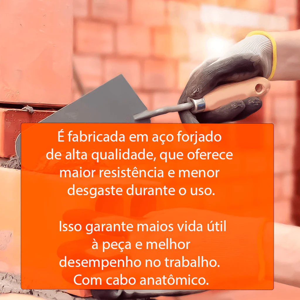 Colher de Pedreiro Profissional Reta ou Oval Aço Forjado Vários Tamanhos | Forjano