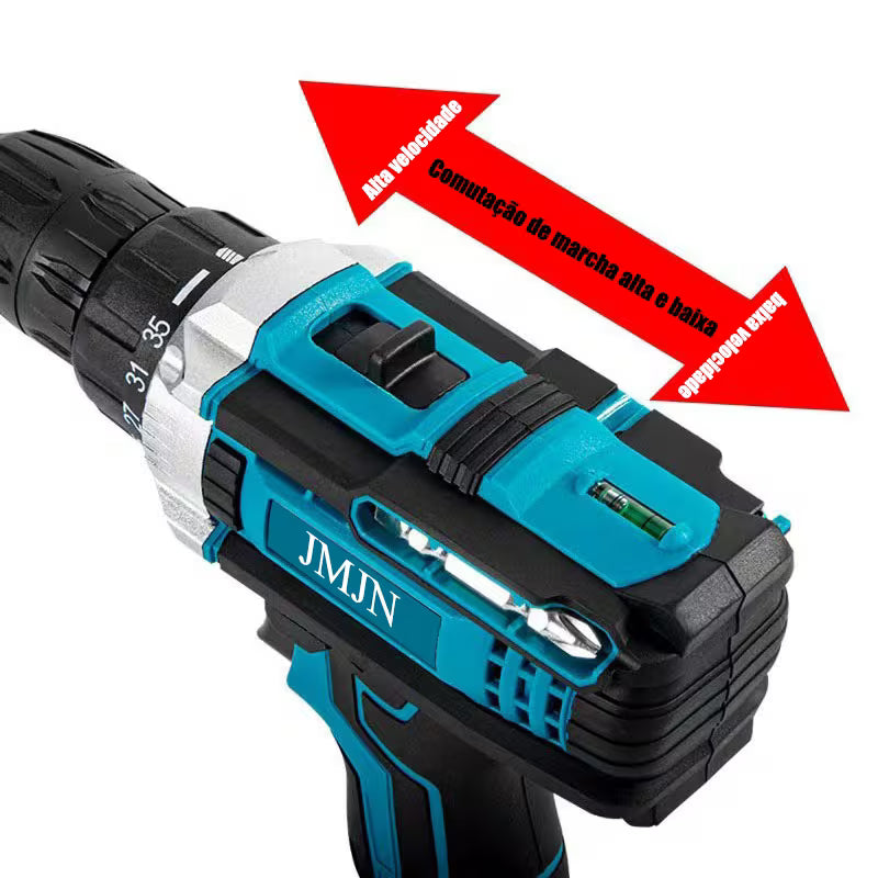 Furadeira Parafusadeira 21V Sem Fio com Kit 118 Peças + 2 Baterias | Forjano
