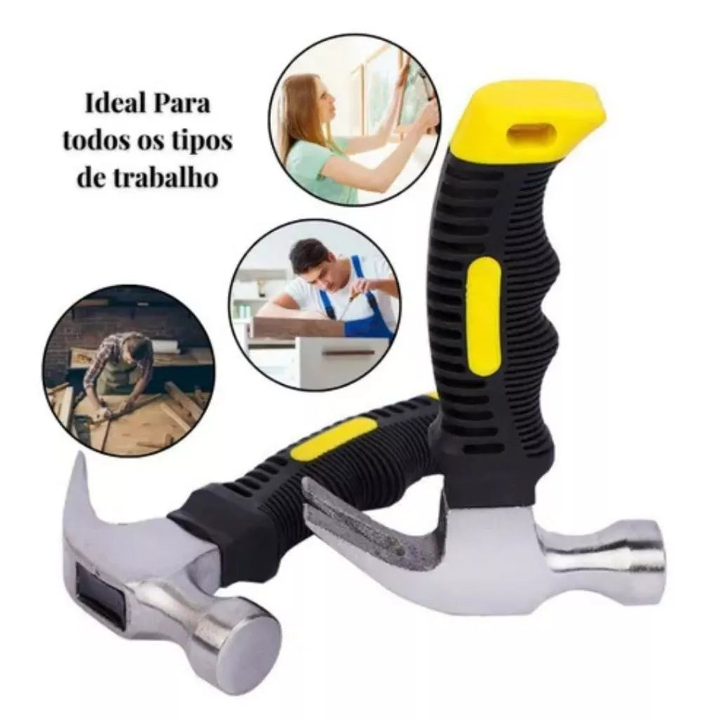 Mini Martelo 16cm Cabo Emborrachado Reforçado Compacto Profissional | Forjano