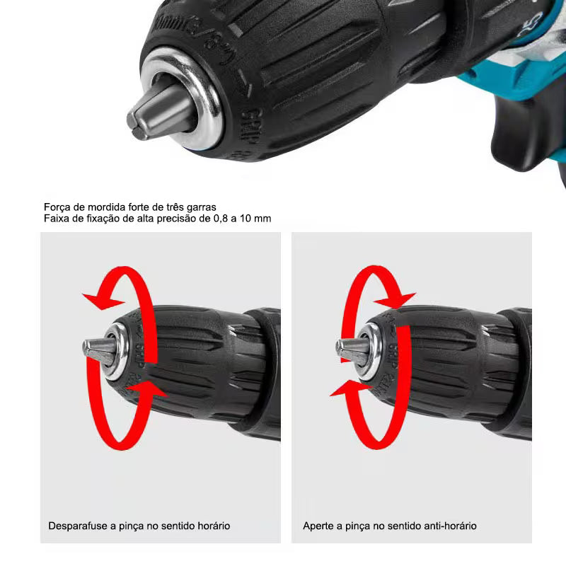 Furadeira Parafusadeira 21V Sem Fio com Kit 118 Peças + 2 Baterias | Forjano