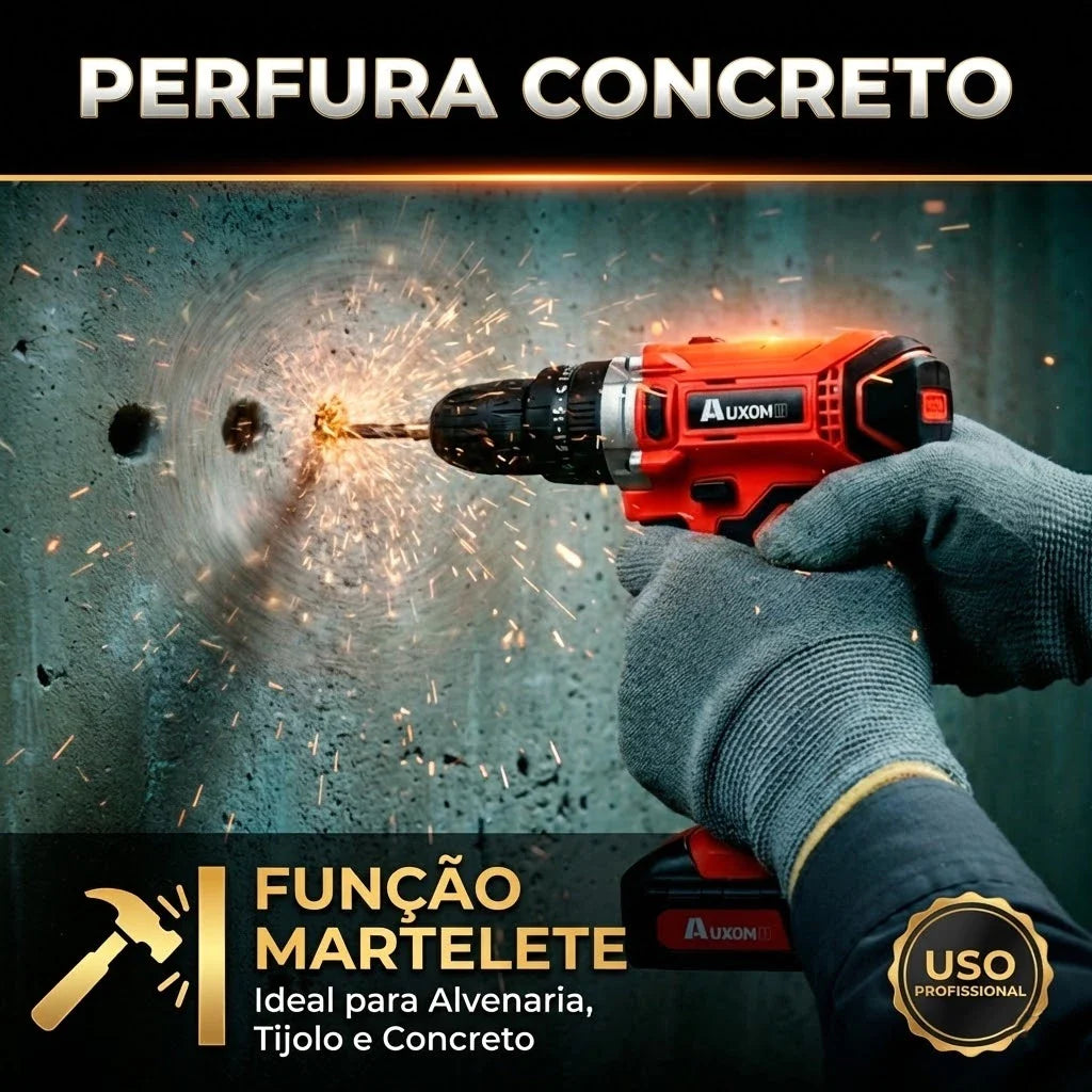 Furadeira Parafusadeira Impacto 21V 120Nm Profissional Kit 29 Peças + 2 Baterias | Forjano