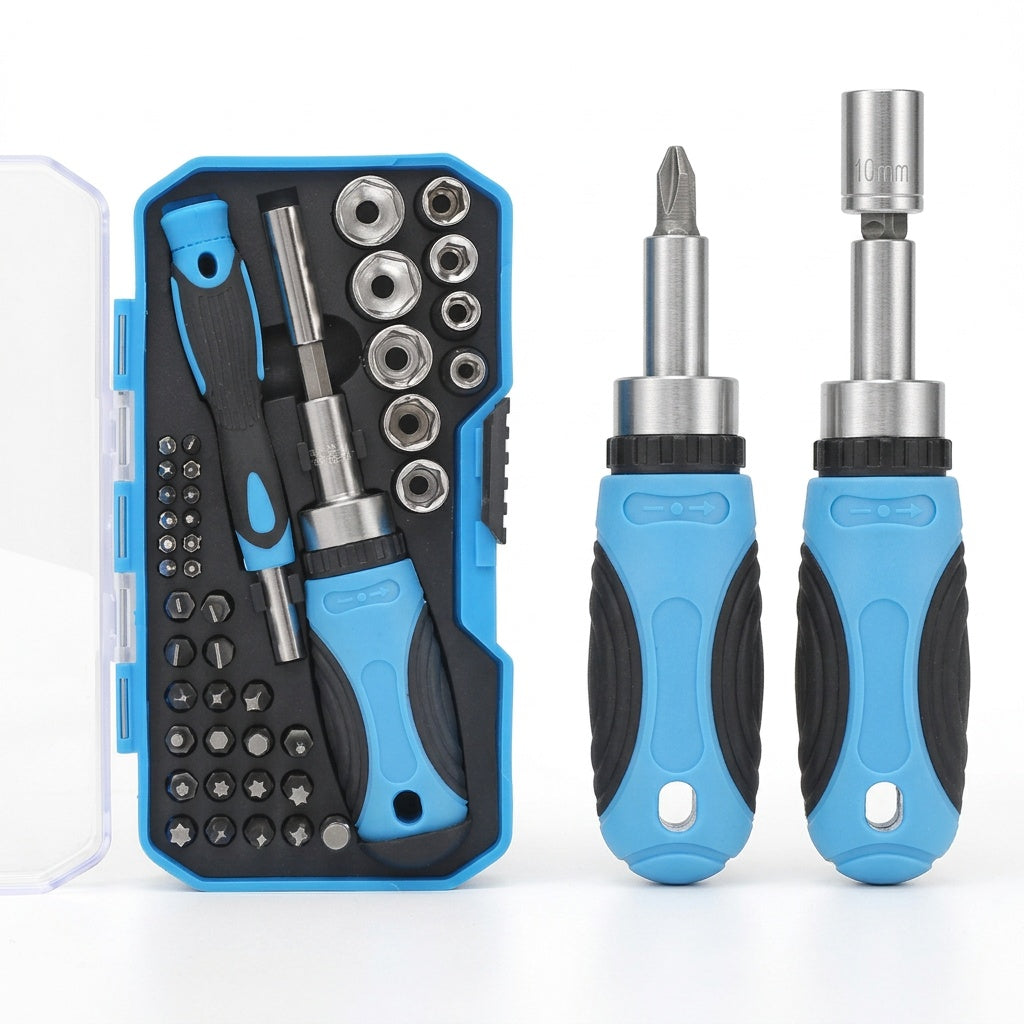 Kit Chave Catracada com Bits e Soquetes 44 Peças Profissional | Forjano