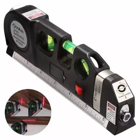 Nível Laser Profissional com Trena 2,5m 3 Estágios Level Pro3 | Forjano
