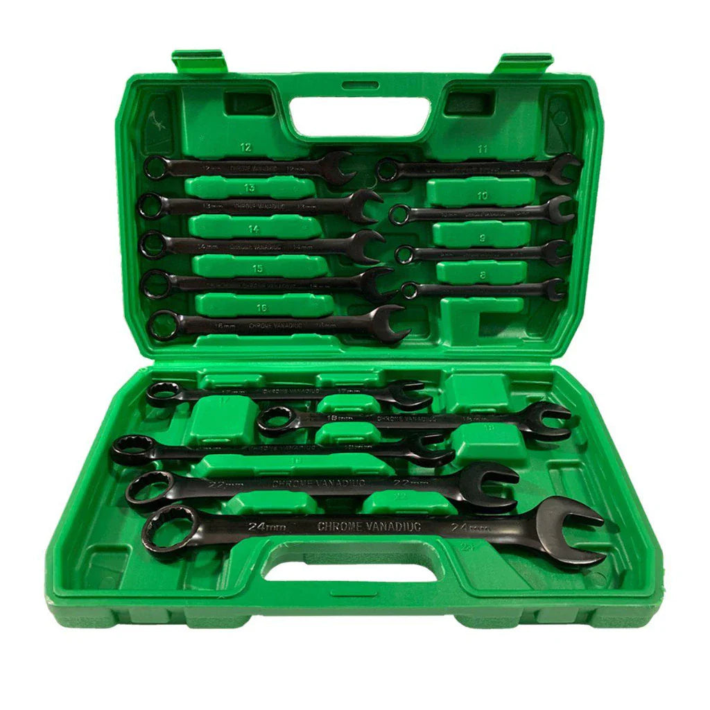 Kit Chaves Combinadas 8 a 24mm Profissional em Aço Cromo Vanádio com Maleta | Forjano
