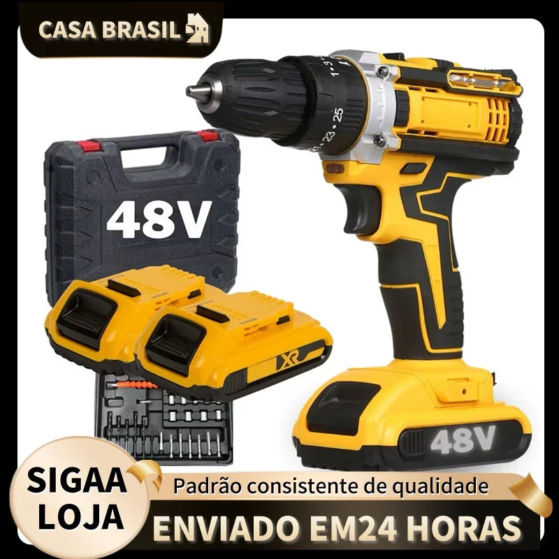 Furadeira Parafusadeira Impacto 18V/21V/48V com ou sem Maleta + Bateria |Forjano