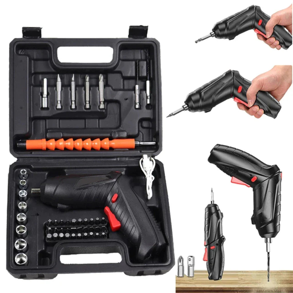 Parafusadeira Elétrica Sem Fio 4,8V Kit 48 Peças com Maleta e USB | Forjano