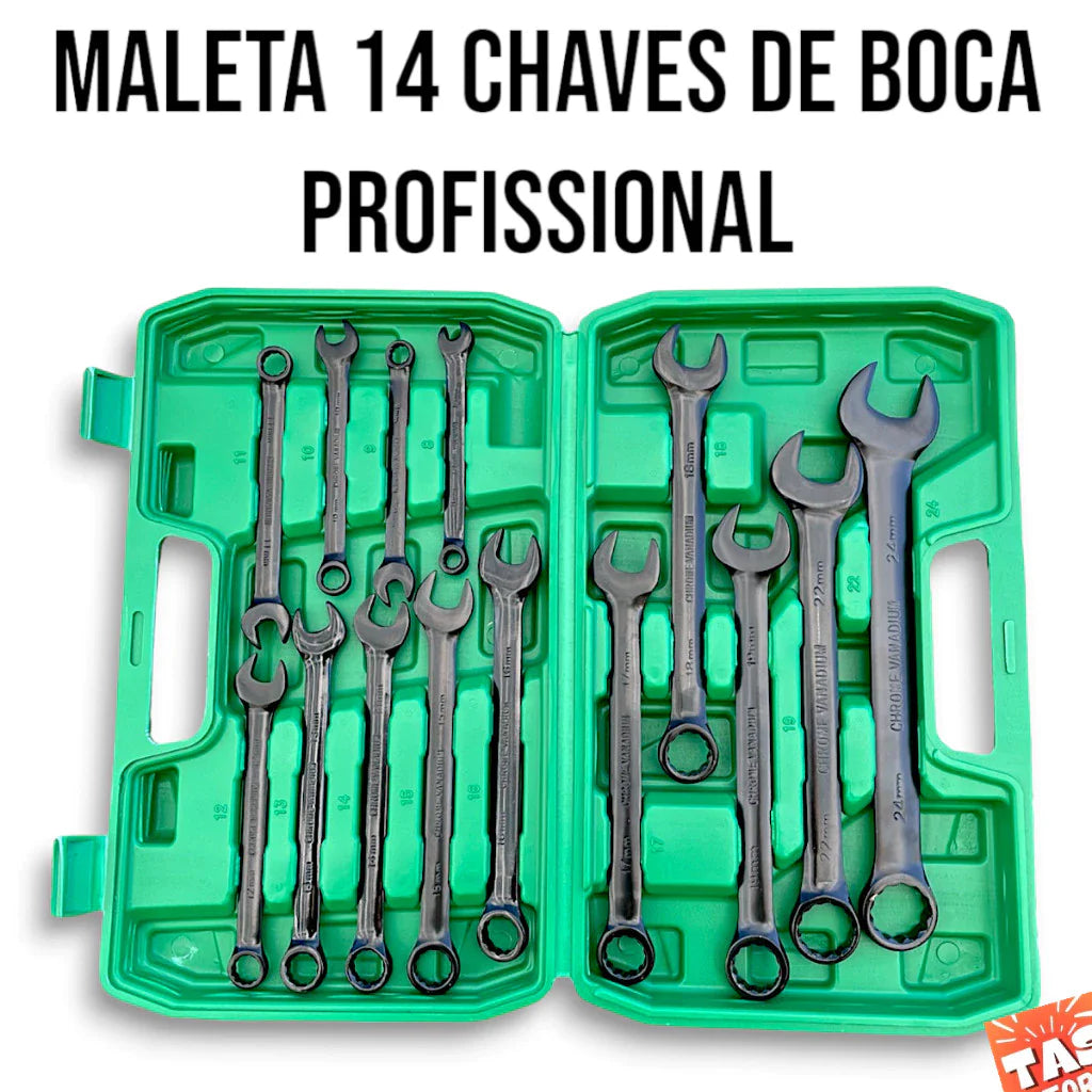 Kit Chaves Combinadas 8 a 24mm Profissional em Aço Cromo Vanádio com Maleta | Forjano