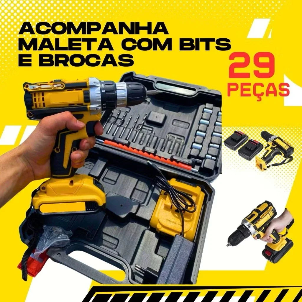 Furadeira Parafusadeira Impacto 18V/21V/48V com ou sem Maleta + Bateria |Forjano