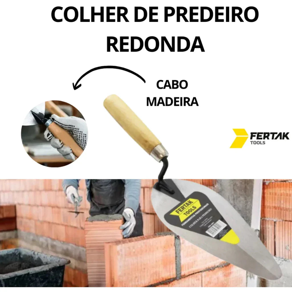 Kit Colher de Pedreiro 8", 9" e 10" Aço Carbono Reforçado Fertak | Forjano