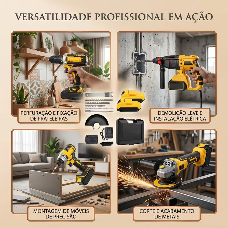 Kit Brushless 4 em 1 68V Sem Fio com 2 Baterias | Forjano