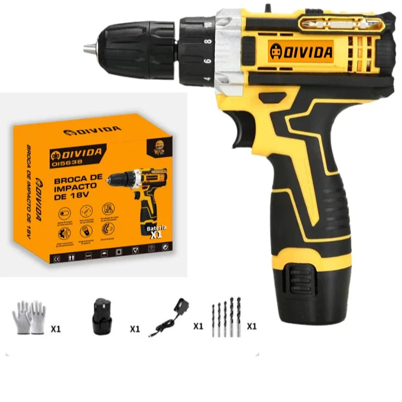 Furadeira Parafusadeira Impacto 18V/21V/48V com ou sem Maleta + Bateria |Forjano