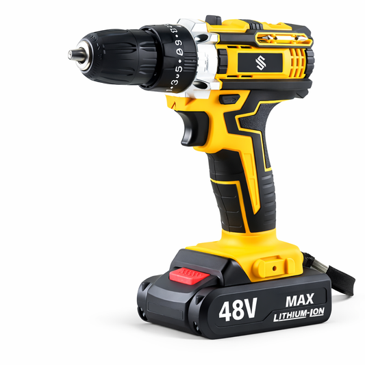 Furadeira Parafusadeira 48V Impacto + 2 Baterias e Kit Completo com Eixo Flexível | Forjano
