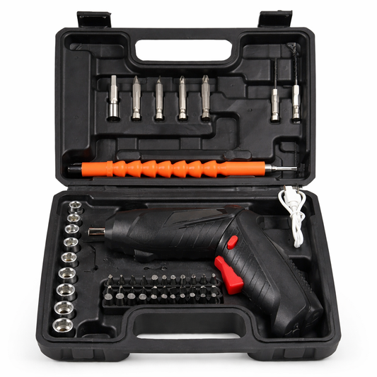 Parafusadeira Elétrica Sem Fio 4,8V Kit 48 Peças com Maleta e USB | Forjano